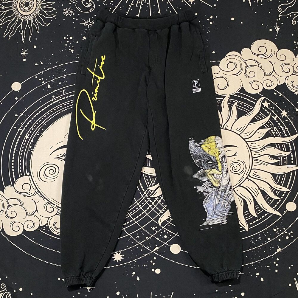 Primitive x Marvel Wolverine Sweatpants Mens Large Black Graphic Streetwear